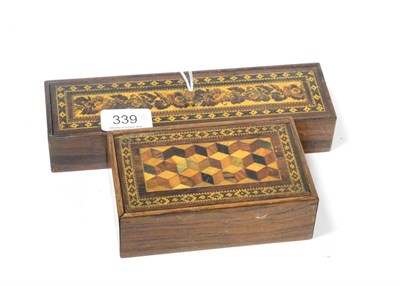 Lot 339 - A Tumbridge ware pen box and another box