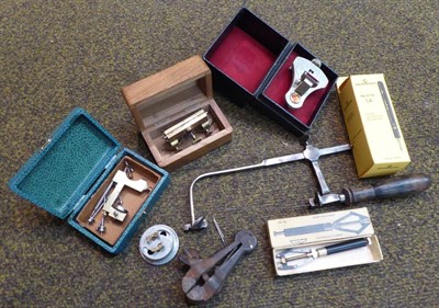 Lot 343 - A watchmakers tools including a depthing tool, a posing tool, turns etc