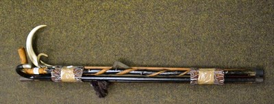 Lot 354 - A group of seven walking sticks including Victorian ivory handled example, horn handled, silver...