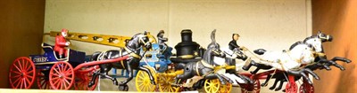 Lot 369 - Carpenter (reproduction) cast iron 1900 LaFrance steamer fire engine with three horses abreast, two