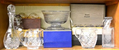 Lot 370 - A group of Edinburgh Stuart, Tudor and other cut glass, decanters (one silver collared),...