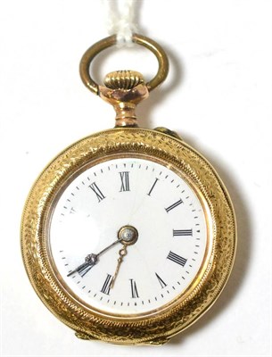 Lot 415 - A lady's fob watch, case stamped '0.585'
