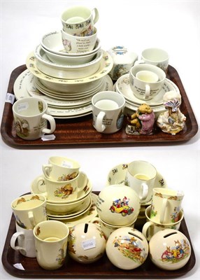 Lot 469 - Royal Doulton Bunnykins breakfast sets, Wedgwood Beatrix Potter breakfast sets, money boxes,...