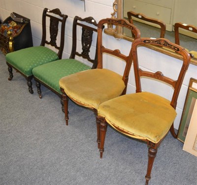 Lot 1051 - Two pairs of Victorian parlour chairs and another Victorian mahogany framed occasional chair (5)