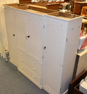 Lot 1058 - A large Victorian painted pine dress cupboard