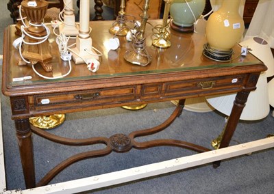 Lot 1060 - A mahogany side table fitted with two drawers