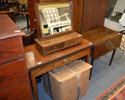 Lot 1081 - Group of 19th century furniture comprising an oak Pembroke table, oak fold over tea table and a...