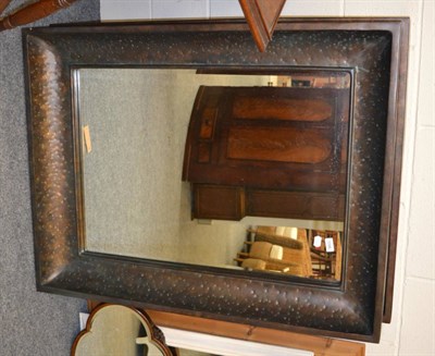 Lot 1096 - Pair of large patinated metal modernist mirrors