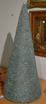 Lot 1107 - A 20th century glass fragment ceiling light in the form of a cone, 104cm in height