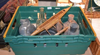 Lot 1139 - Two bottle sand works from Peru, ship in a bottle, 20th century Inca pottery etc