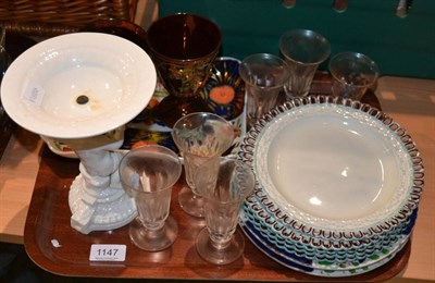 Lot 1147 - 19th century ceramics including pearlware plates, Copeland comport etc