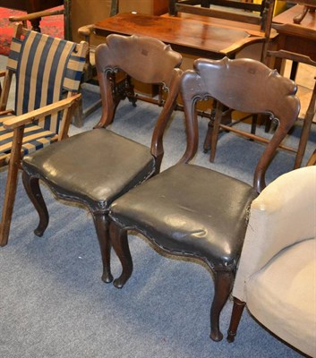 Lot 1159 - Pair of Victorian mahogany shell back dining chairs