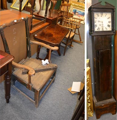 Lot 1162 - A miners longcase clock, a Victorian mahogany side table, a provincial rocking chair, a...