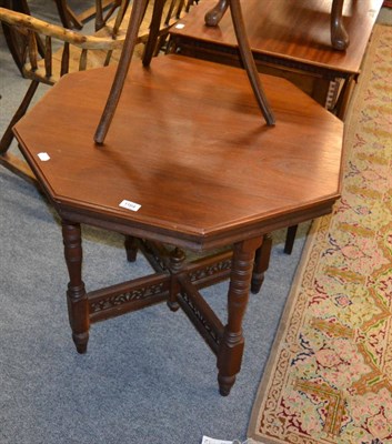 Lot 1164 - Mahogany hexagonal table with pierced stretcher