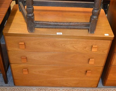 Lot 1168 - A 1970's oak three drawer chest of drawers