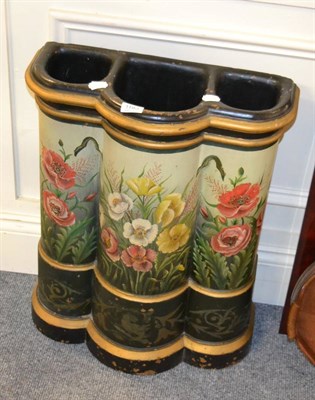 Lot 1183 - A floral painted pottery stick stand