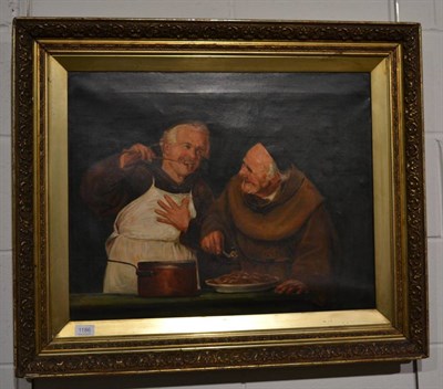 Lot 1186 - E.T. Strachan (19th century school), Two Monks Sampling a DIsh of Food, Signed and date 1898,...