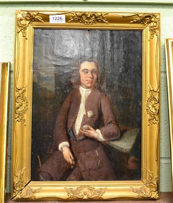 Lot 1226 - British School (18th Century) Portrait of a gentleman holding his pocket watch, oil on panel