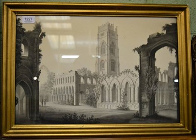 Lot 1227 - Follower of Francis Nicholson (19th century) Fountains Abbey, Yorkshire, en grisaille (laid down)