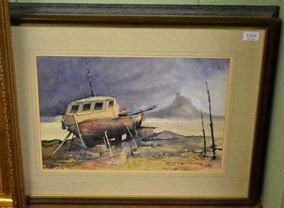 Lot 1231 - Graham Duckmanton (contemporary) Evening Lindisfarne, pen, ink and w/c, signed, together with...