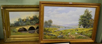 Lot 1232 - Lloyd G Thompson (20th Century) Ludlow Castle, oil on board, signed, together with Gordon...