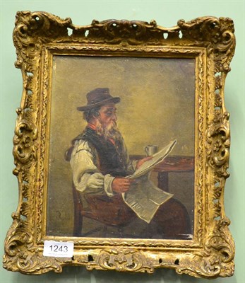 Lot 1243 - Charles Callcott (fl. 1873-1877), bearded gentleman reading a paper, oil on canvas, monogrammed...