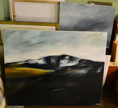 Lot 1264 - Nick Coupland (Contemporary), a view of the North York moors, signed oil on canvas, together...