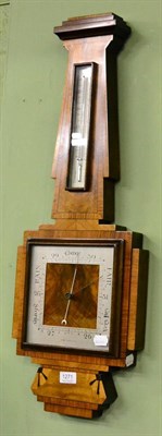 Lot 1271 - An Art Deco rosewood and parquetry inlaid wall barometer