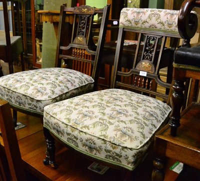 Lot 1305 - Two Edwardian inlaid parlour chairs