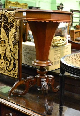 Lot 1314 - A Regency ebonised cane work chair, together with a 19th century mahogany work table and a...