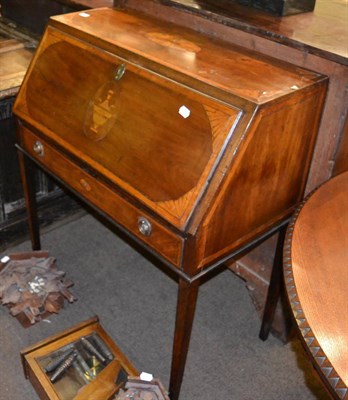 Lot 1338 - George III inlaid mahogany bureau