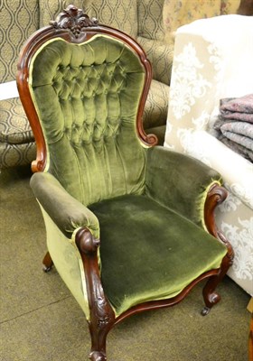 Lot 1347 - Victorian mahogany framed button back gentleman's armchair