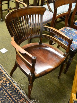 Lot 1353 - Edwardian mahogany sparred circle back office armchair