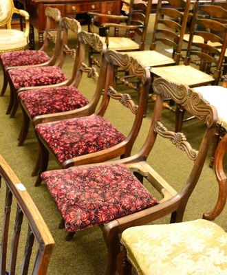 Lot 1364 - Five Regency mahogany dining chairs