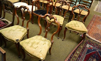 Lot 1365 - Set of four Victorian walnut dining chairs