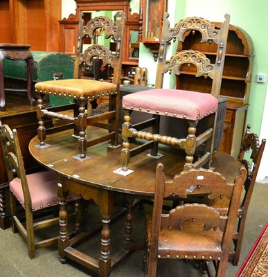 Lot 1396 - Six oak dining chairs and an oak dining table