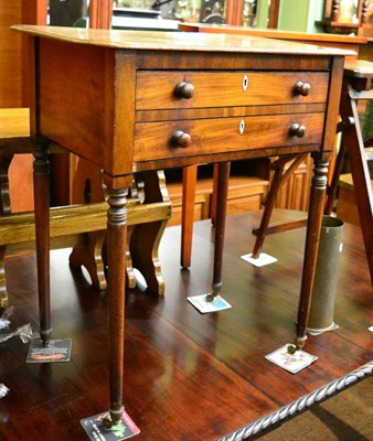 Lot 1400 - A 19th century mahogany side table, stick stand and contents, a 19th century stained library...