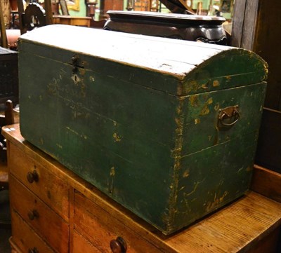 Lot 1403 - A green painted dome topped trunk