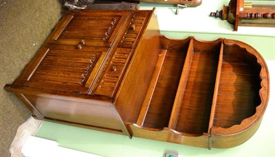 Lot 1406 - An oak linen fold carved dresser and rack