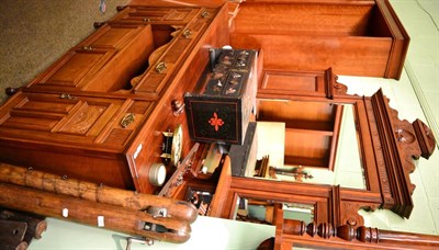 Lot 1408 - An Edwardian mirror-back sideboard, carved decoration, various cupboards and drawers, turned...