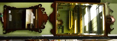 Lot 1413 - A 19th century parcel gilt fret work mirror together with a smaller example (2)