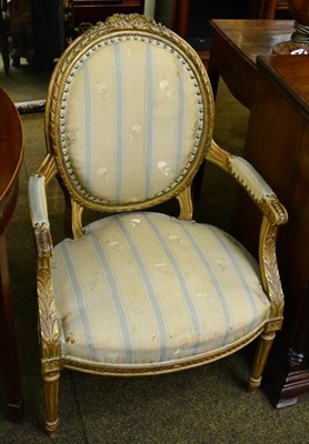 Lot 1417 - A Louis XVI style painted fauteuil