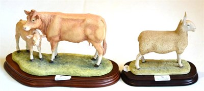 Lot 9 - Border Fine Arts 'Blonde D'Aquitaine Cow and Calf', model No. B0353 by Kirsty Armstrong,...