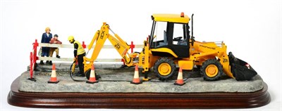 Lot 30 - Border Fine Arts 'Essential Repairs' (Workman with JCB back hoe), model No. B0652 by Ray Ayres,...