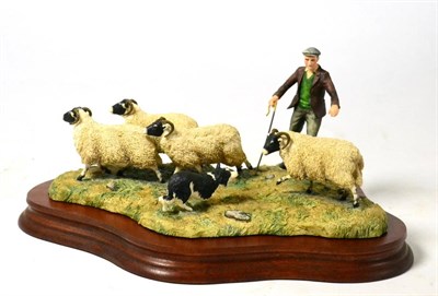 Lot 80 - Border Fine Arts 'Shedding', (Shepherd, Collie and Sheep), model No. L113 by Ray Ayres, limited...