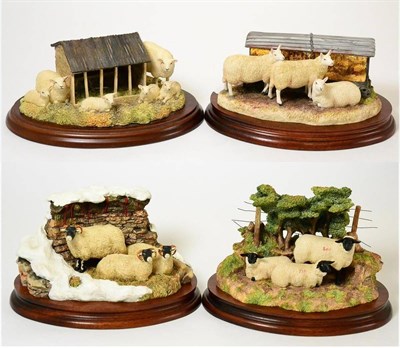 Lot 81 - Border Fine Arts Sheep Models Through the Seasons Comprising: 'Spring Cover' (Lamb Creep and...