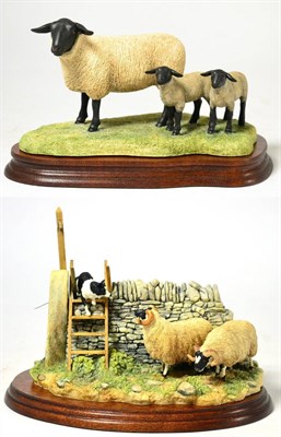 Lot 88 - Border Fine Arts 'Suffolk Ewe & Lambs', Style One, model No. L87 by Ray Ayres, 1192/1250, on...