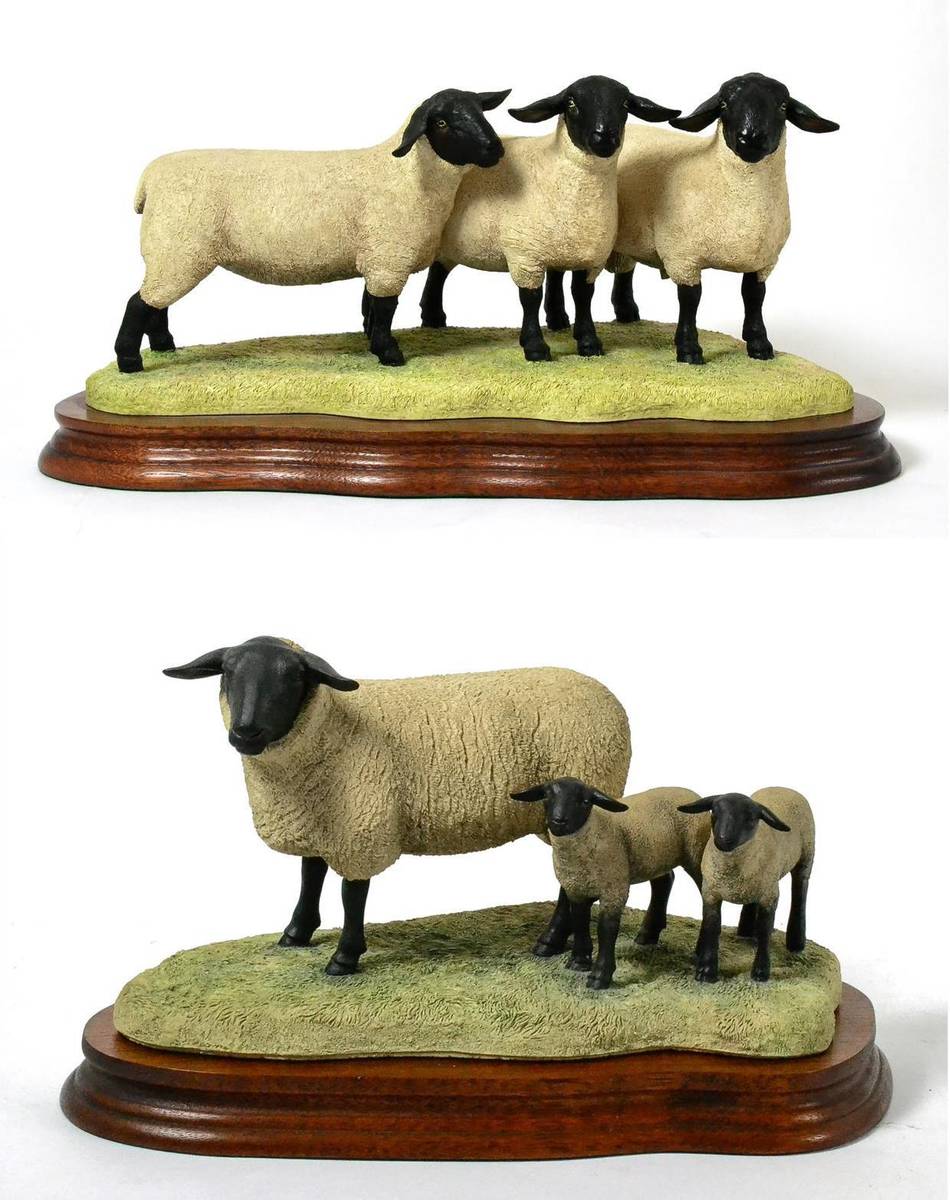 Lot 89 - Border Fine Arts 'Suffolk Ewe & Lambs', Style One, model No. L87 by Ray Ayres, limited edition...