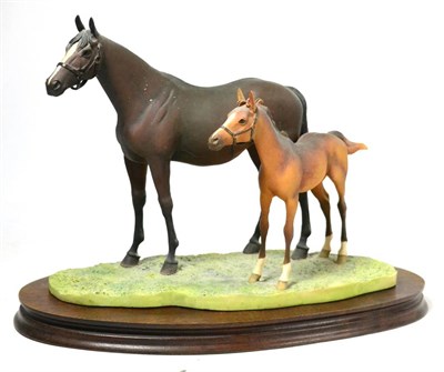 Lot 106 - Border Fine Arts 'Thoroughbred Mare and Foal' (Standing, Style One), model No. L45 by David Geenty