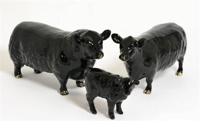 Lot 124 - Beswick Cattle Comprising: Aberdeen Angus Bull, model No. 1562, Aberdeen Angus Cow, model No....